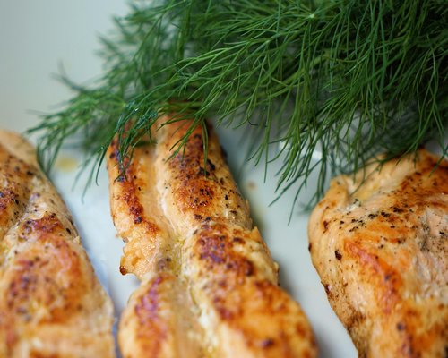 Fresh salmon fillet with herbs